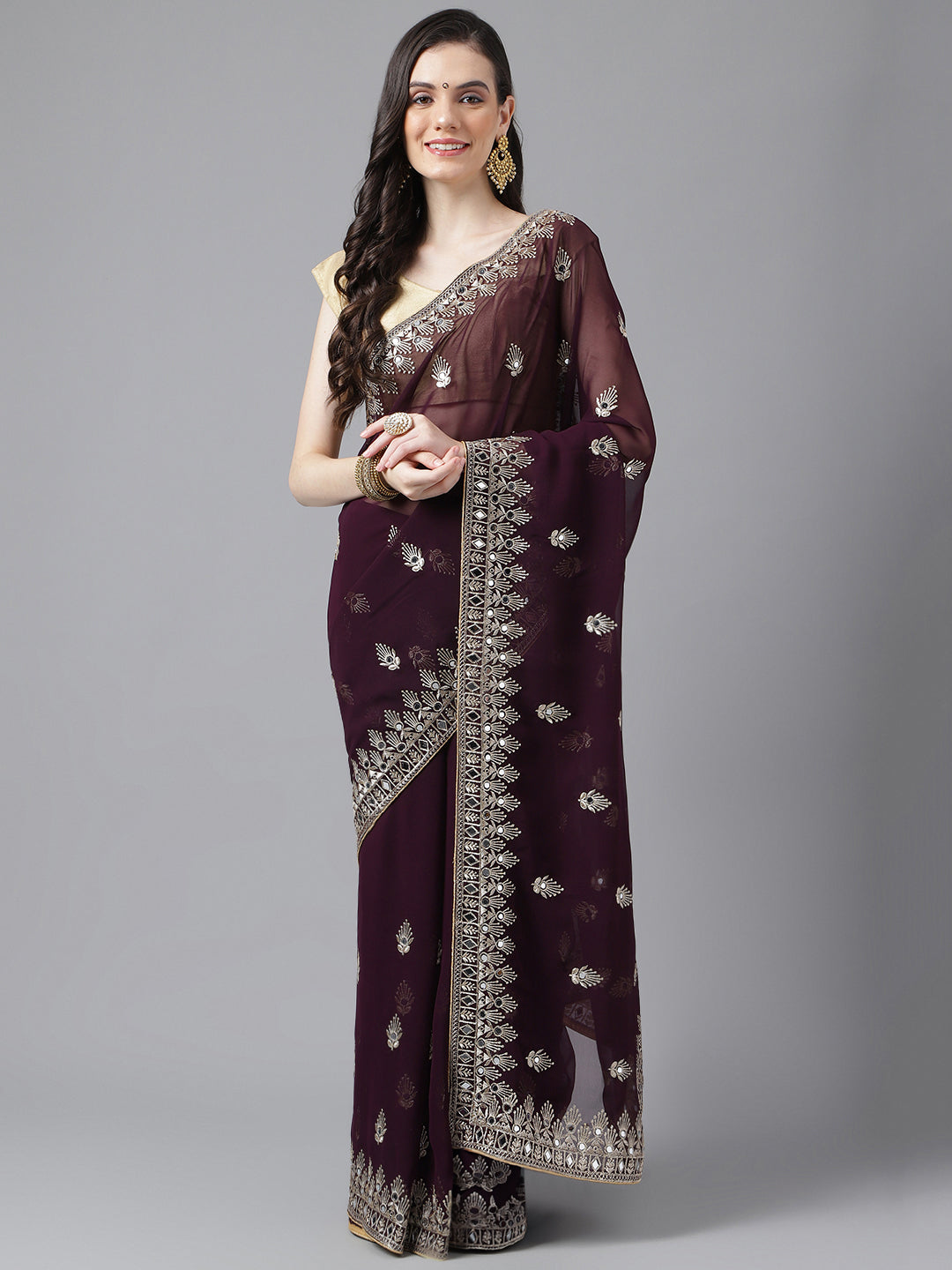 Classic Traditional Georgette Saree with Satin Silk Blouse Piece