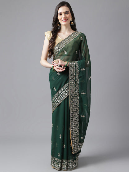 Classic Traditional Georgette Saree with Satin Silk Blouse Piece