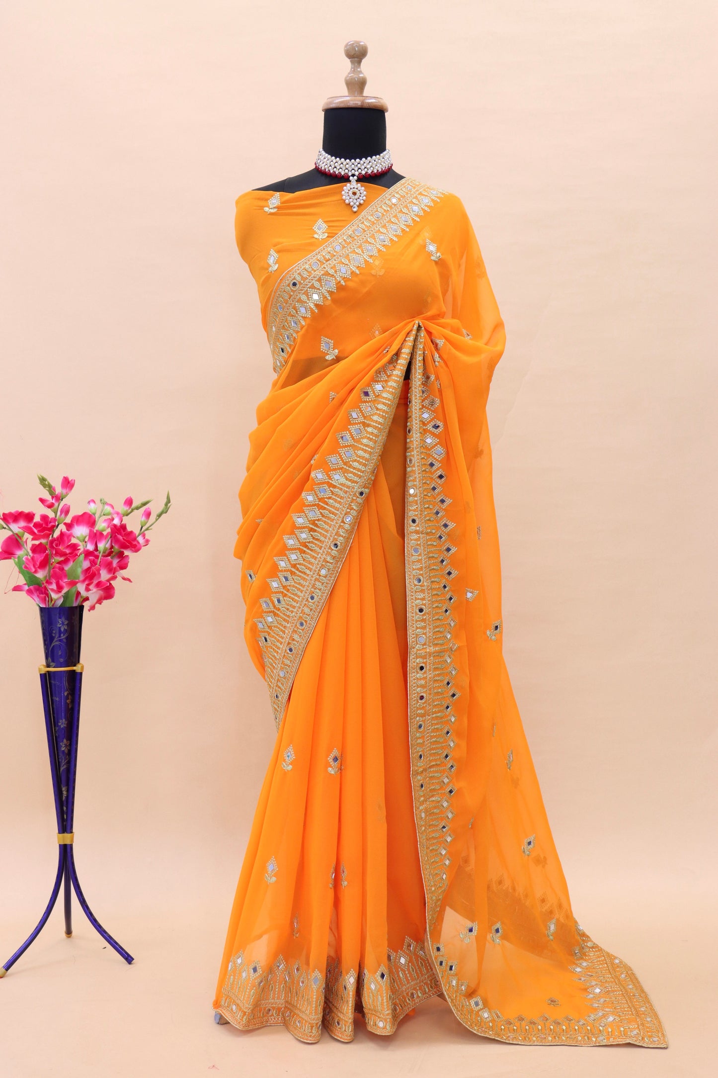 Traditional Trending Georgette Saree with Blouse Piece