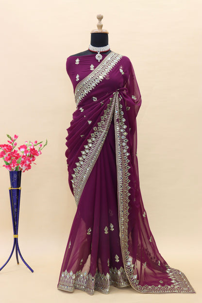 Traditional Trending Georgette Saree with Blouse Piece