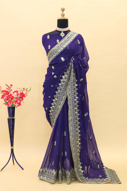 Traditional Trending Georgette Saree with Blouse Piece