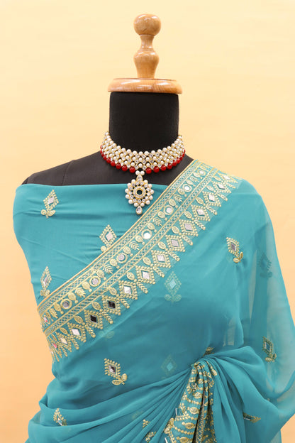 Traditional Trending Georgette Saree with Blouse Piece