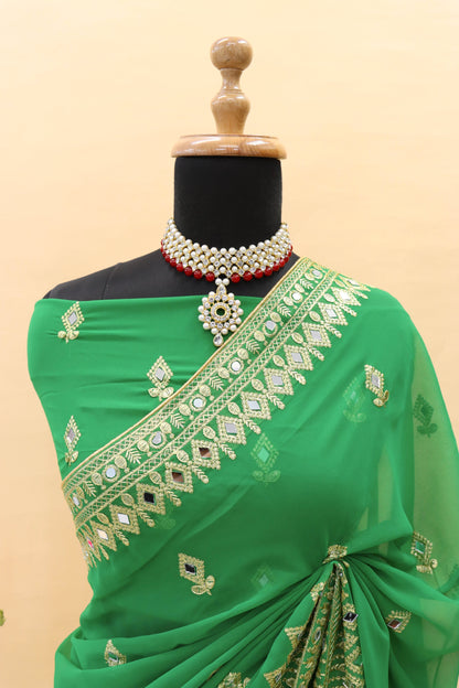 Traditional Trending Georgette Saree with Blouse Piece