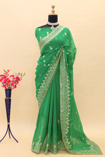 Traditional Trending Georgette Saree with Blouse Piece