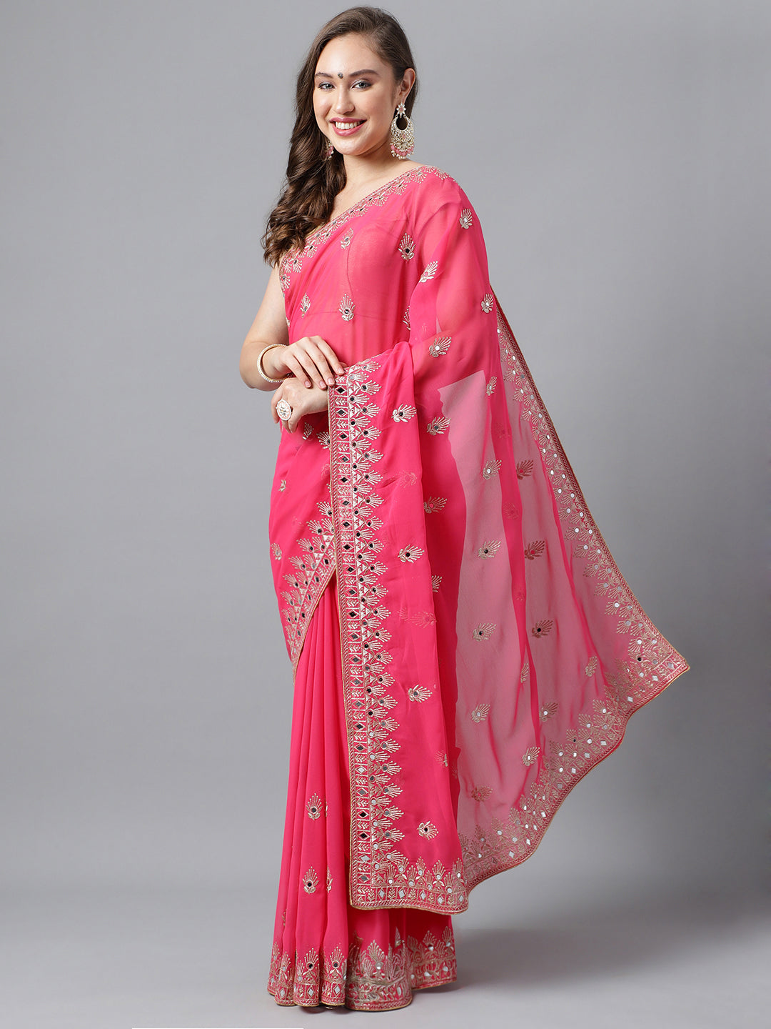 Classic Traditional Georgette Saree with Satin Silk Blouse Piece