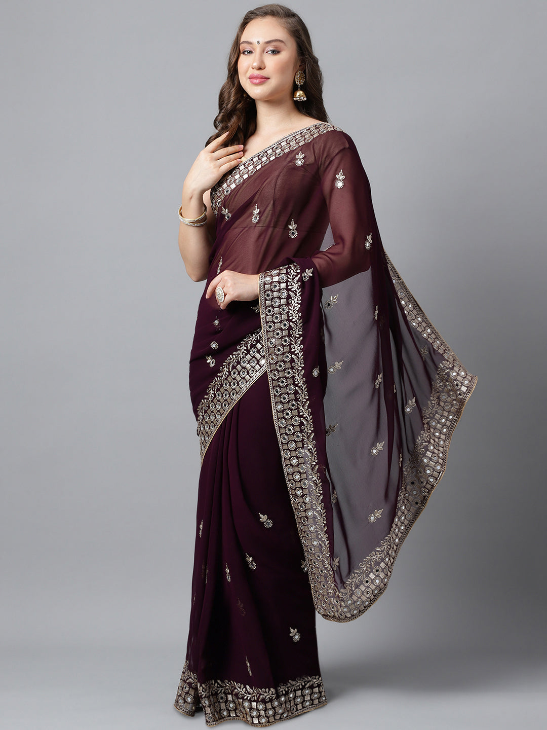 Classic Traditional Georgette Saree with Satin Silk Blouse Piece