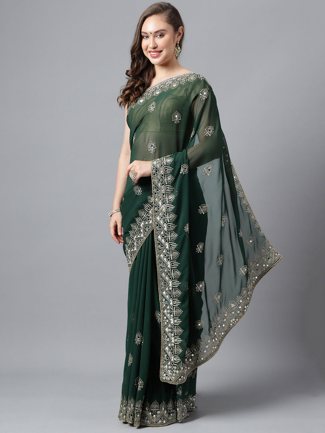 Classic Traditional Georgette Saree with Satin Silk Blouse Piece