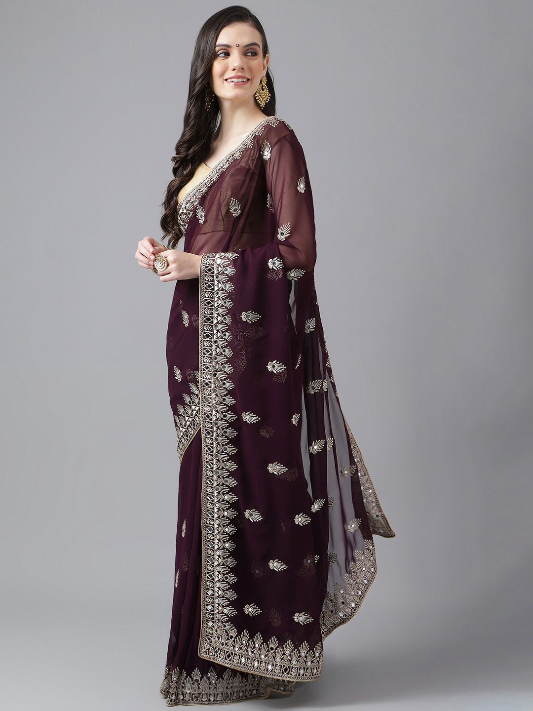 Classic Traditional Georgette Saree with Satin Silk Blouse Piece