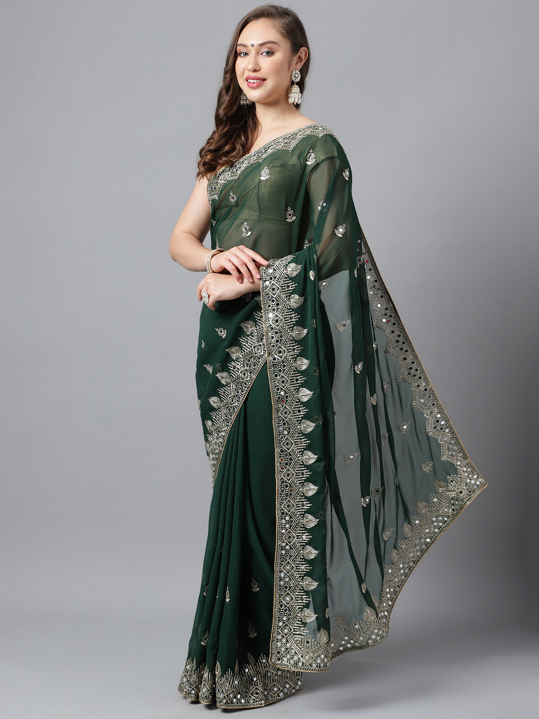 Classic Traditional Georgette Saree with Satin Silk Blouse Piece