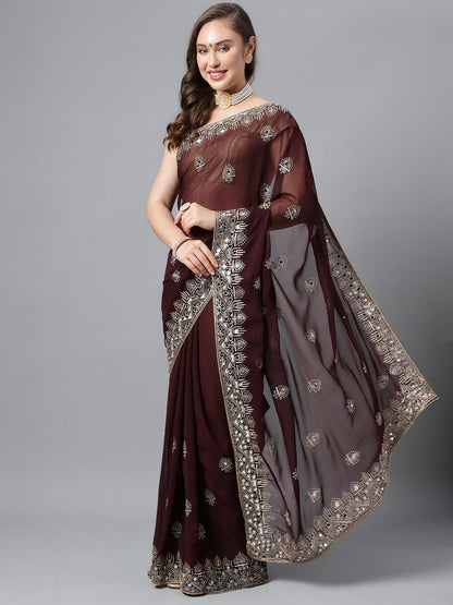 Classic Traditional Georgette Saree with Satin Silk Blouse Piece