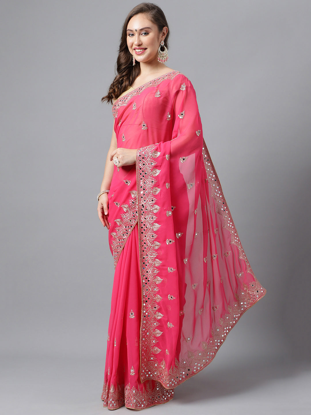 Classic Traditional Georgette Saree with Satin Silk Blouse Piece