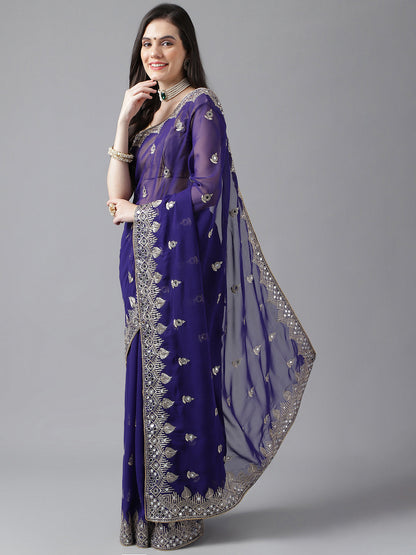 Classic Traditional Georgette Saree with Satin Silk Blouse Piece