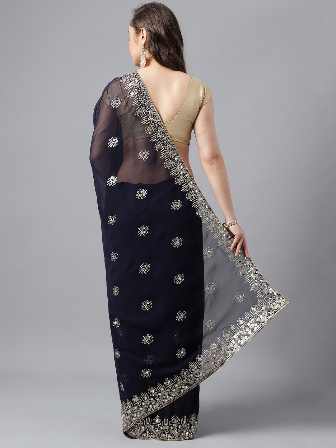 Classic Traditional Georgette Saree with Satin Silk Blouse Piece