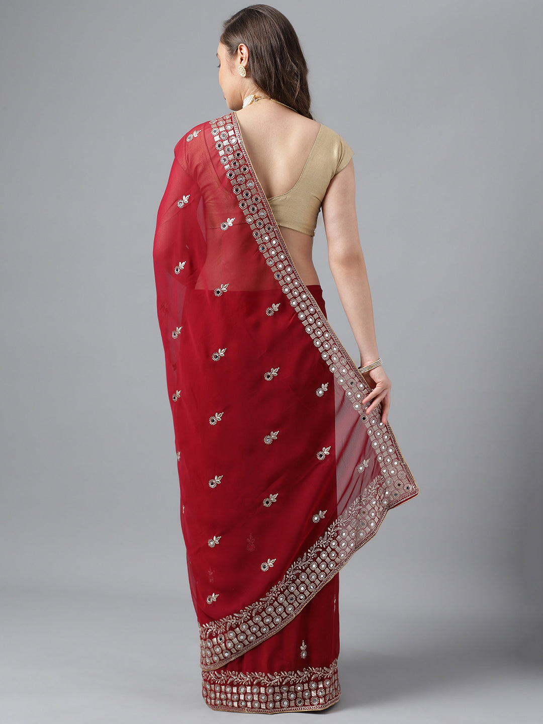 Classic Traditional Georgette Saree with Satin Silk Blouse Piece