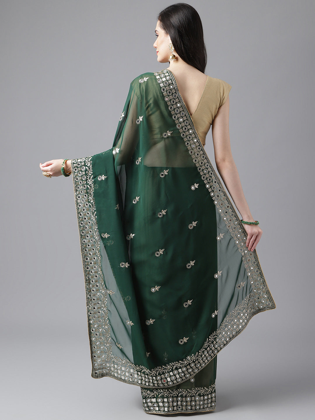 Classic Traditional Georgette Saree with Satin Silk Blouse Piece