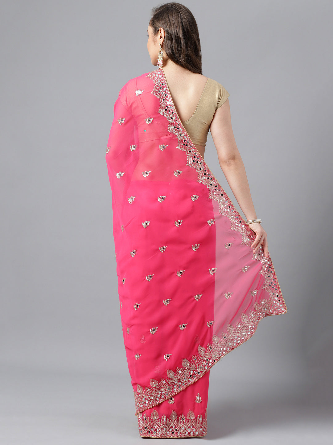 Classic Traditional Georgette Saree with Satin Silk Blouse Piece