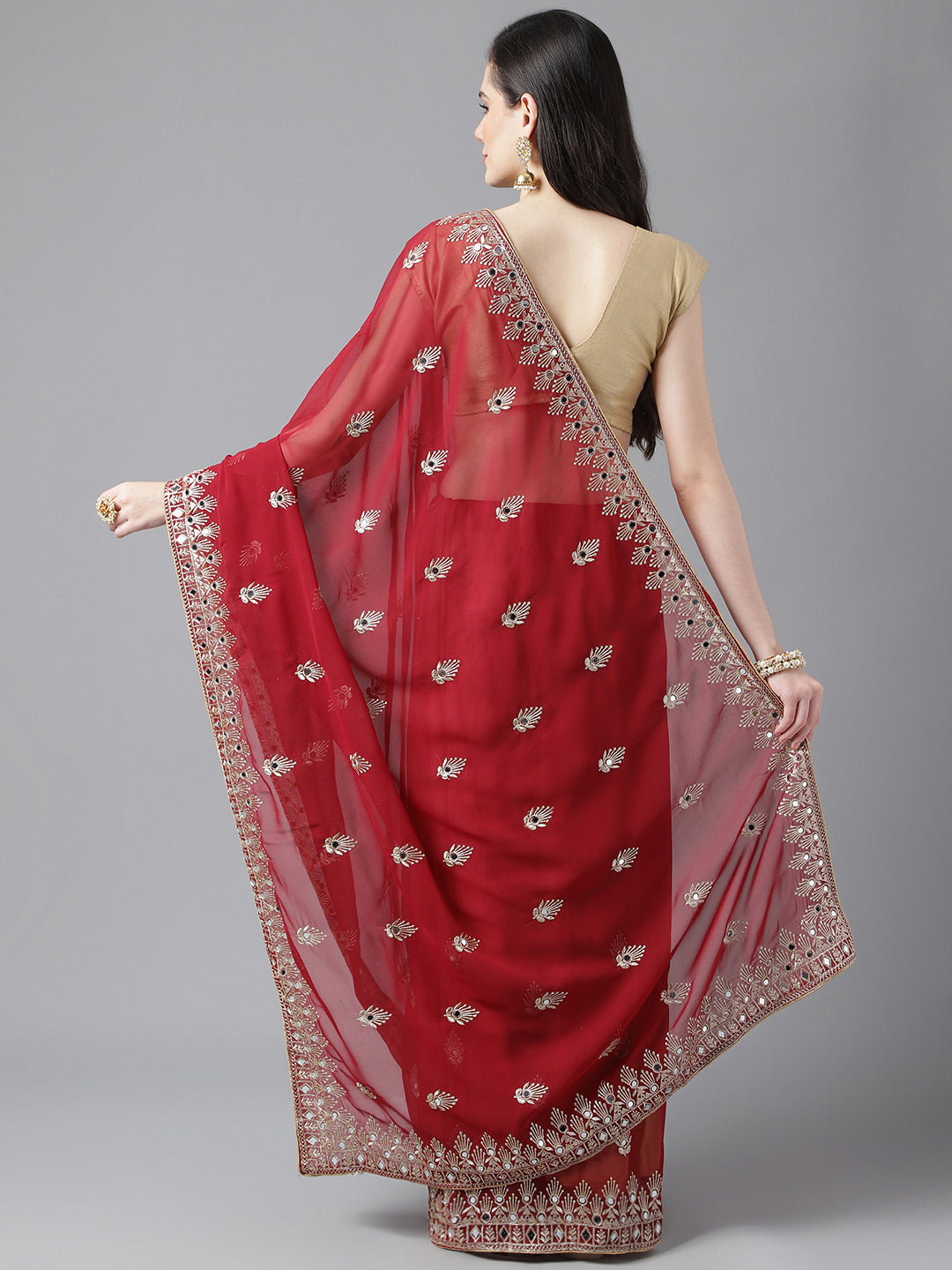 Classic Traditional Georgette Saree with Satin Silk Blouse Piece