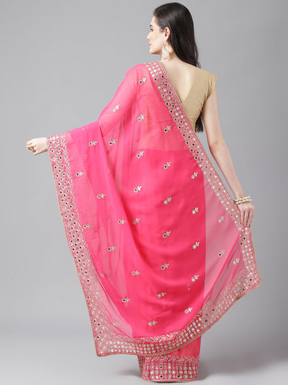 Classic Traditional Georgette Saree with Satin Silk Blouse Piece