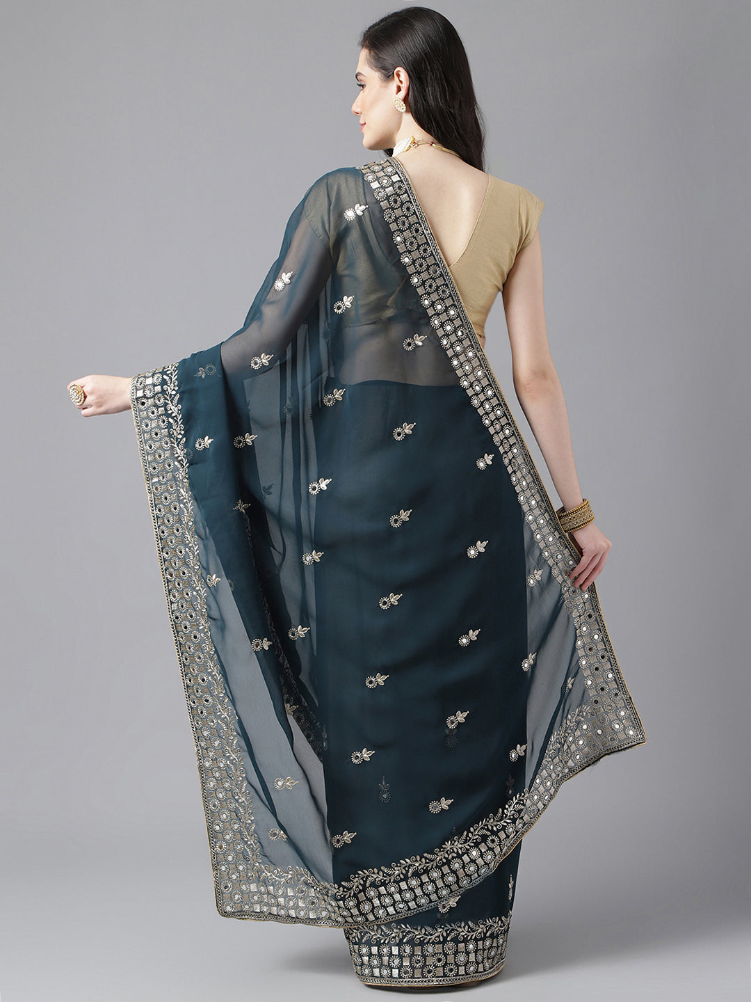 Classic Traditional Georgette Saree with Satin Silk Blouse Piece