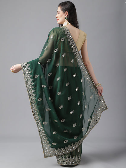 Classic Traditional Georgette Saree with Satin Silk Blouse Piece