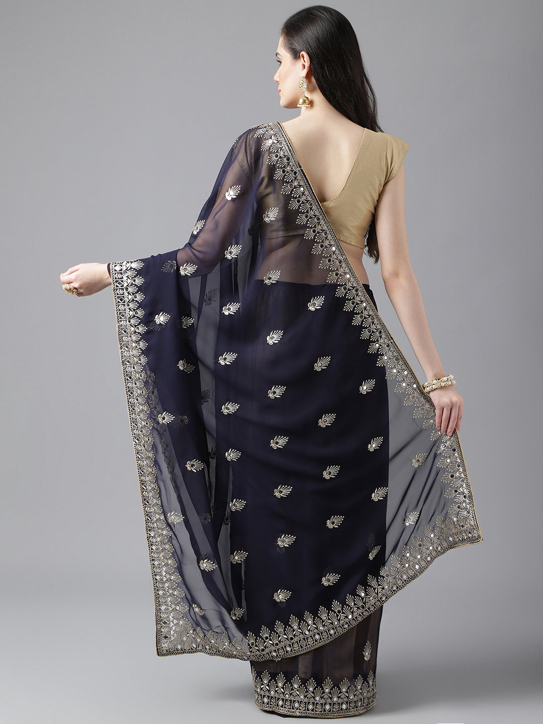 Classic Traditional Georgette Saree with Satin Silk Blouse Piece