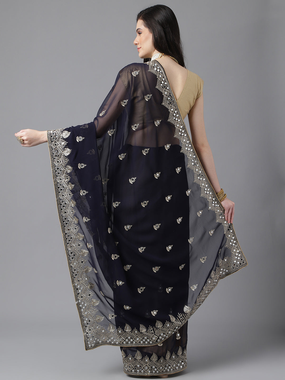 Classic Traditional Georgette Saree with Satin Silk Blouse Piece