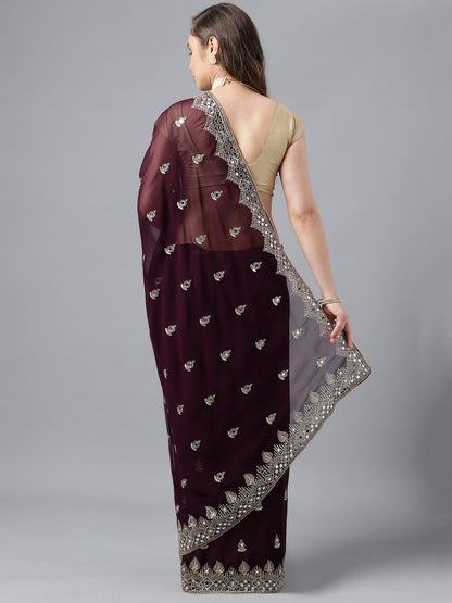 Classic Traditional Georgette Saree with Satin Silk Blouse Piece