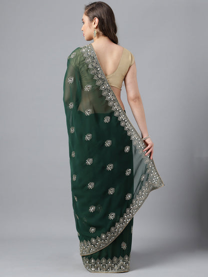 Classic Traditional Georgette Saree with Satin Silk Blouse Piece