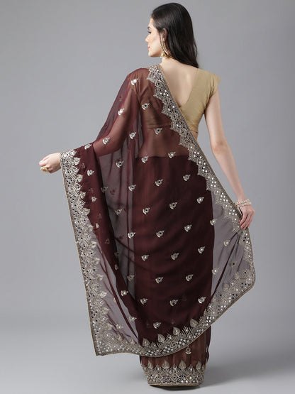 Classic Traditional Georgette Saree with Satin Silk Blouse Piece