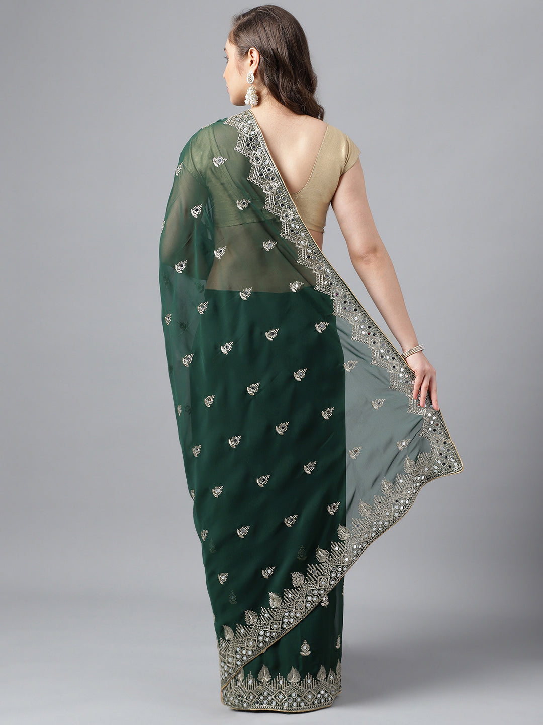 Classic Traditional Georgette Saree with Satin Silk Blouse Piece