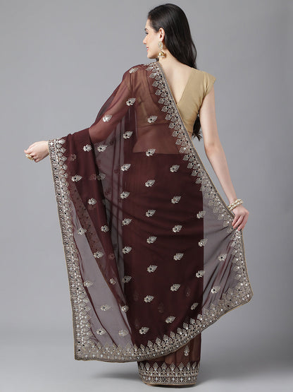 Classic Traditional Georgette Saree with Satin Silk Blouse Piece