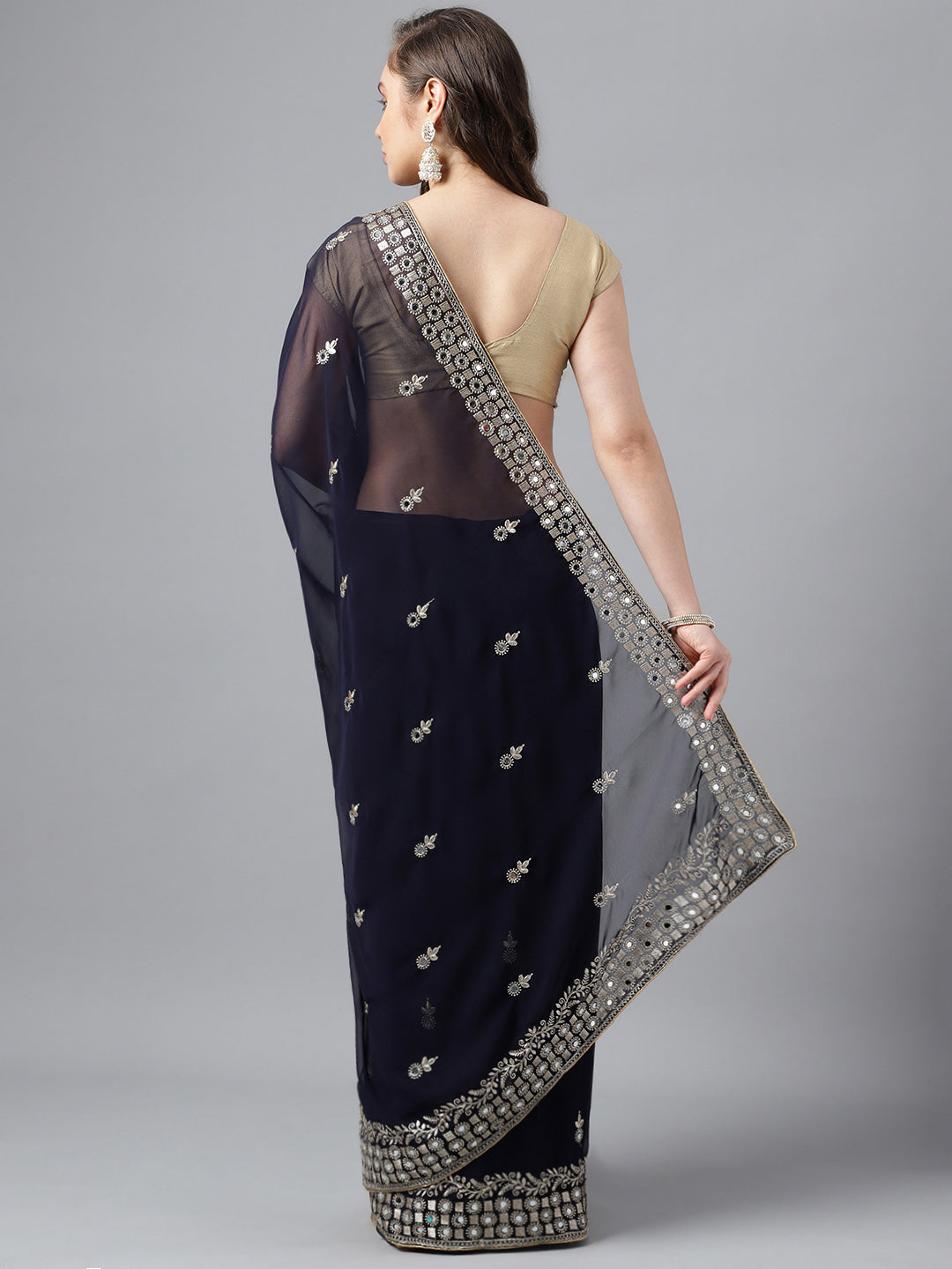 Classic Traditional Georgette Saree with Satin Silk Blouse Piece