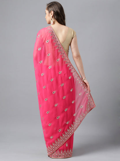 Classic Traditional Georgette Saree with Satin Silk Blouse Piece