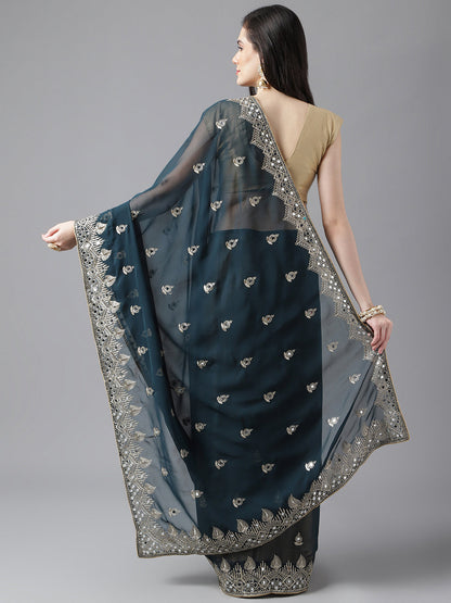 Classic Traditional Georgette Saree with Satin Silk Blouse Piece