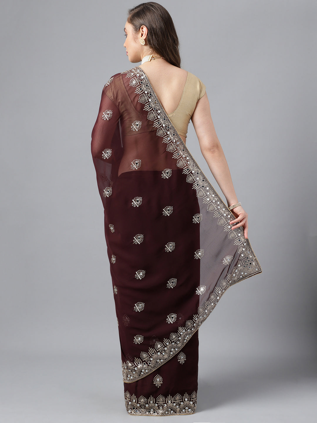 Classic Traditional Georgette Saree with Satin Silk Blouse Piece