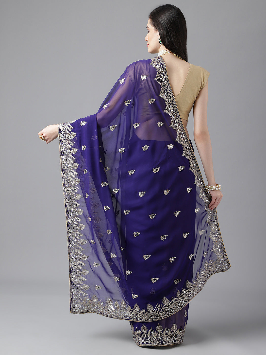 Classic Traditional Georgette Saree with Satin Silk Blouse Piece