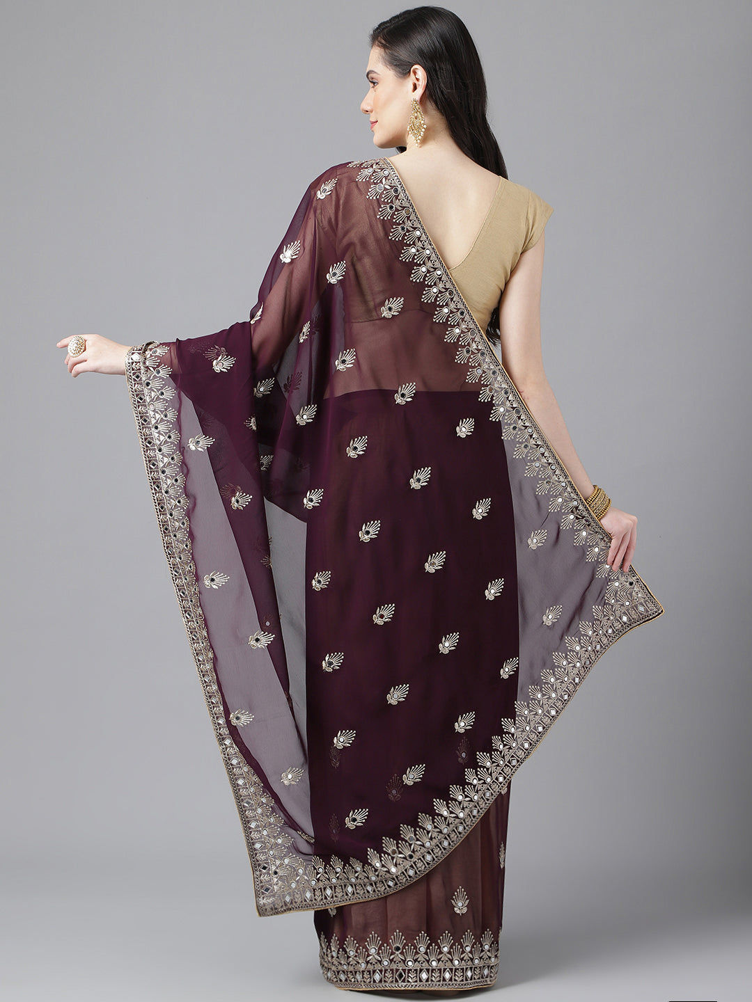 Classic Traditional Georgette Saree with Satin Silk Blouse Piece