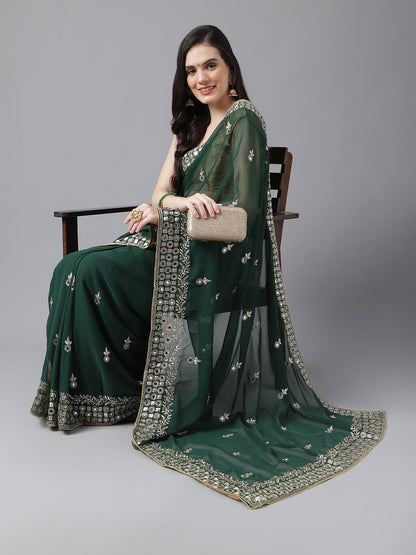 Classic Traditional Georgette Saree with Satin Silk Blouse Piece