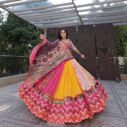 Vibrant Multicolor Traditional Gujarati Chaniya Choli with Intricate Embroidery