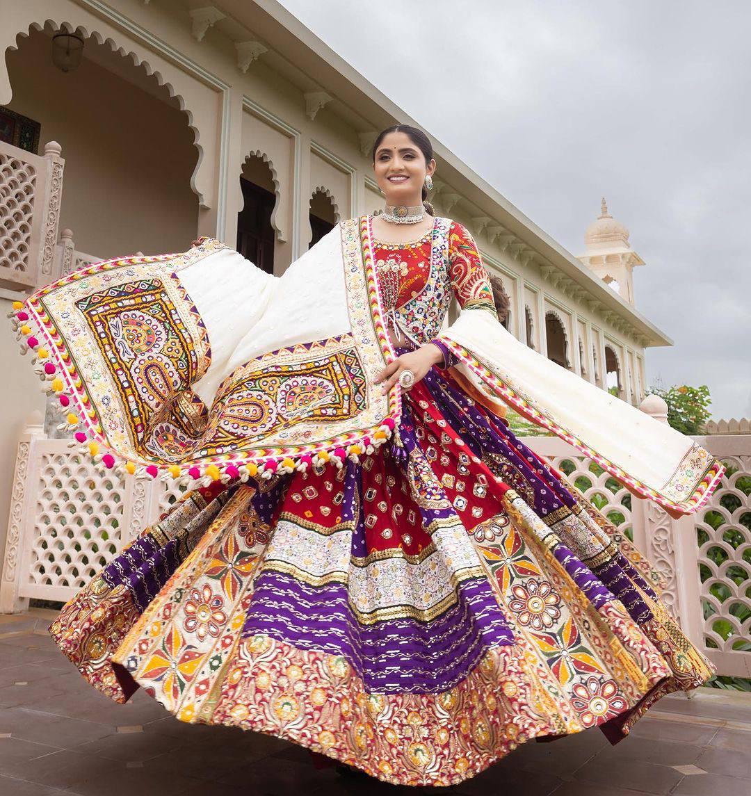 The only way to describe your navratri night classy is by wearing this Lehenga With Real Mirror Work