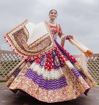 The only way to describe your navratri night classy is by wearing this Lehenga With Real Mirror Work