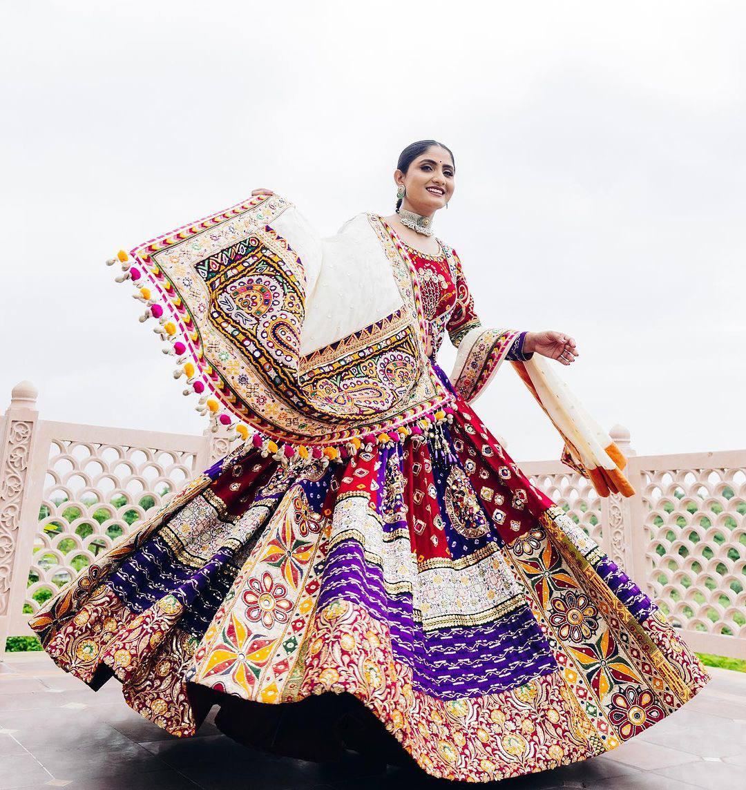 The only way to describe your navratri night classy is by wearing this Lehenga With Real Mirror Work