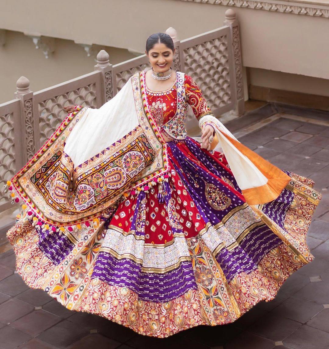 The only way to describe your navratri night classy is by wearing this Lehenga With Real Mirror Work