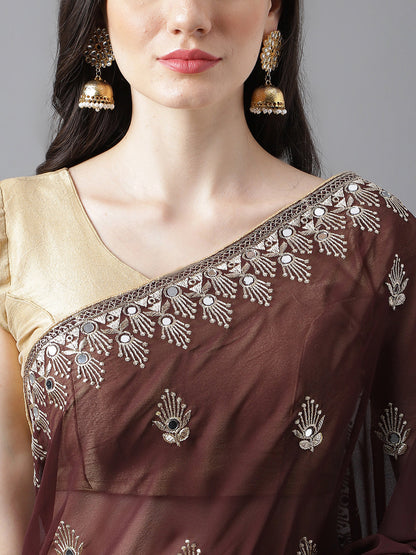 Classic Traditional Georgette Saree with Satin Silk Blouse Piece