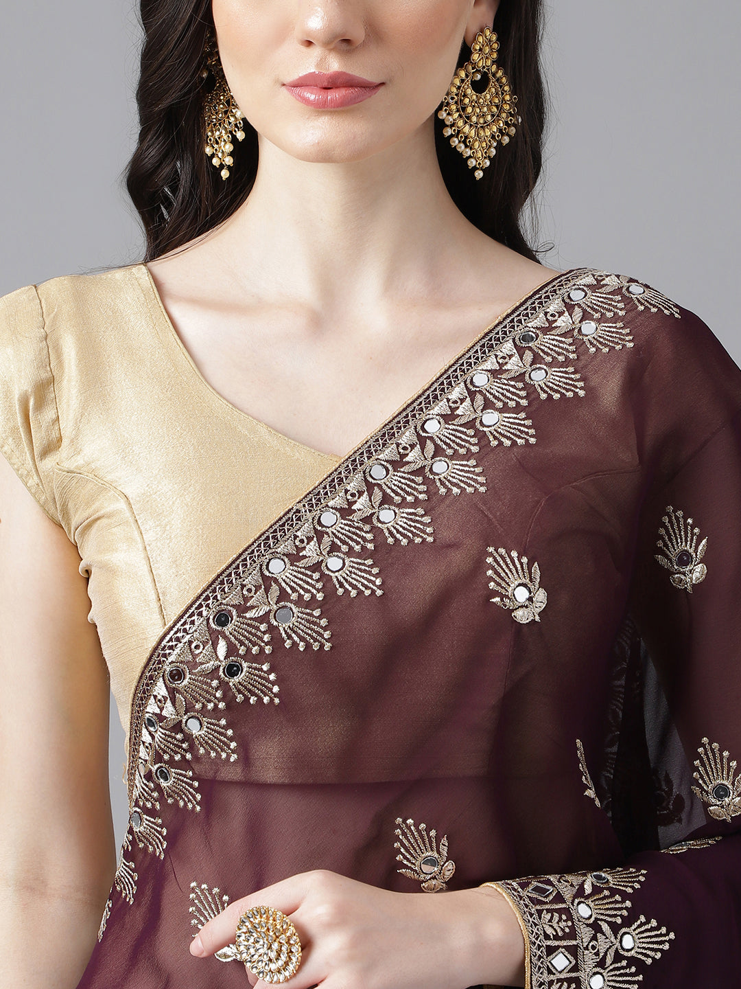 Classic Traditional Georgette Saree with Satin Silk Blouse Piece