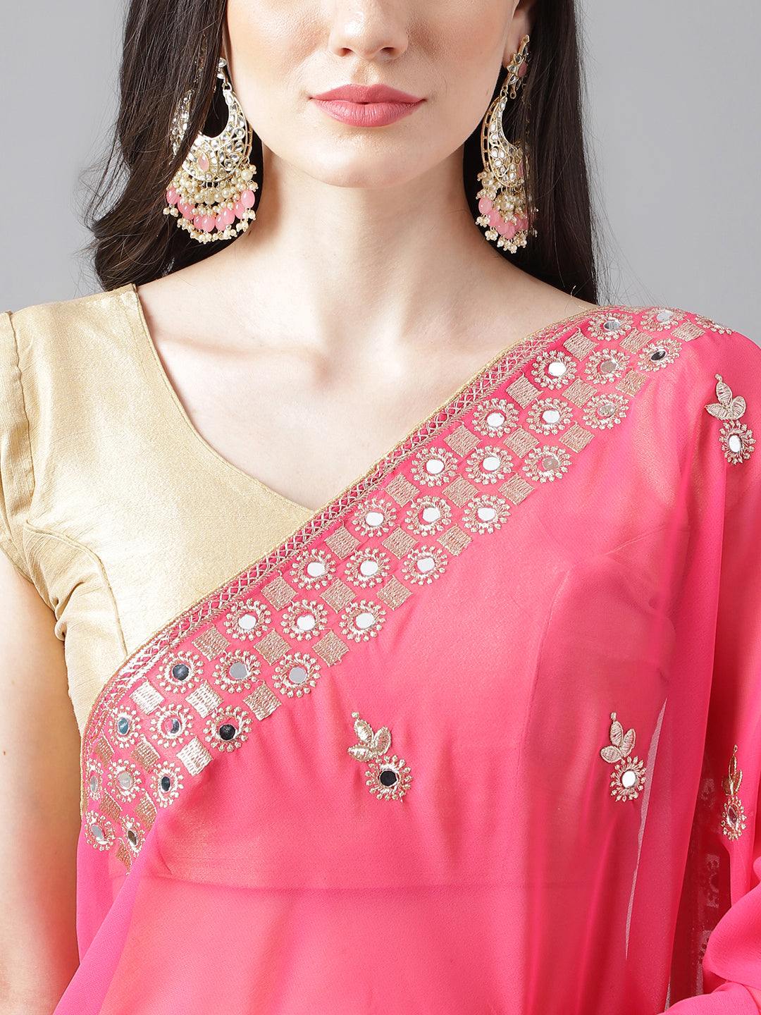 Classic Traditional Georgette Saree with Satin Silk Blouse Piece