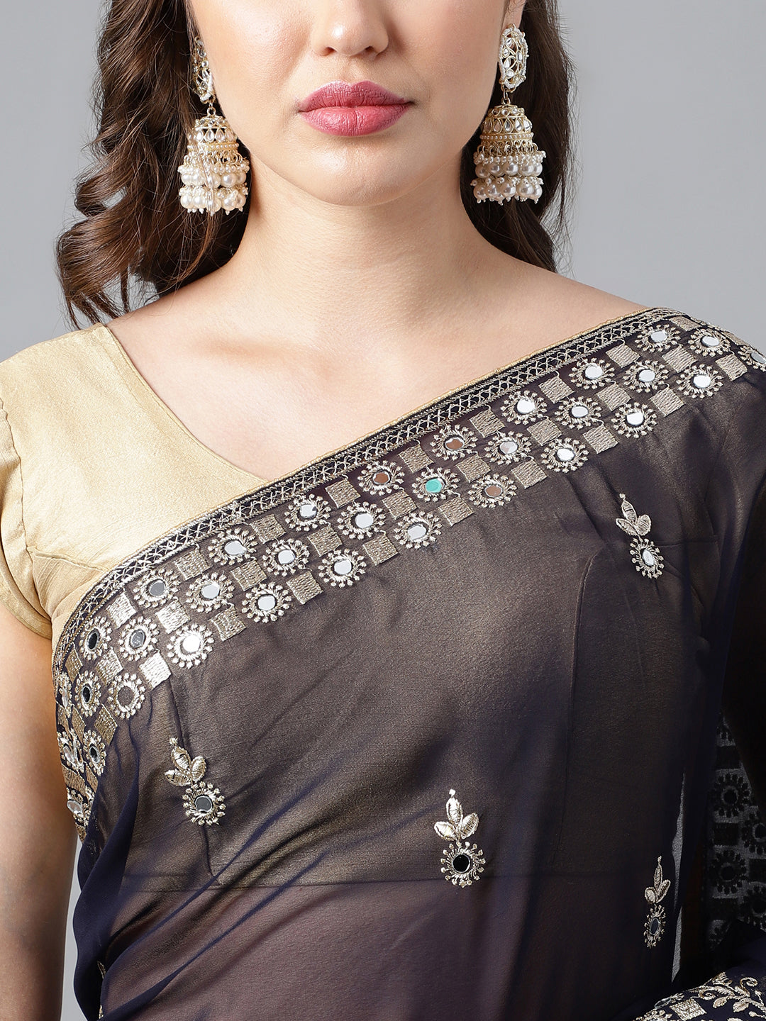 Classic Traditional Georgette Saree with Satin Silk Blouse Piece