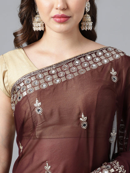 Classic Traditional Georgette Saree with Satin Silk Blouse Piece