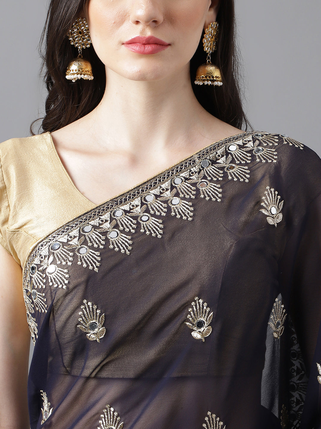 Classic Traditional Georgette Saree with Satin Silk Blouse Piece