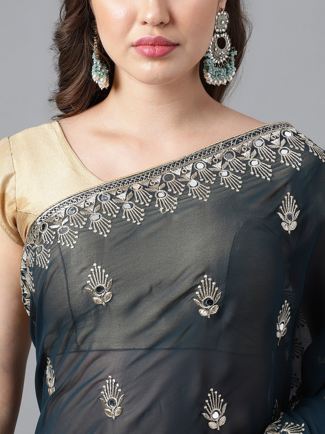 Classic Traditional Georgette Saree with Satin Silk Blouse Piece